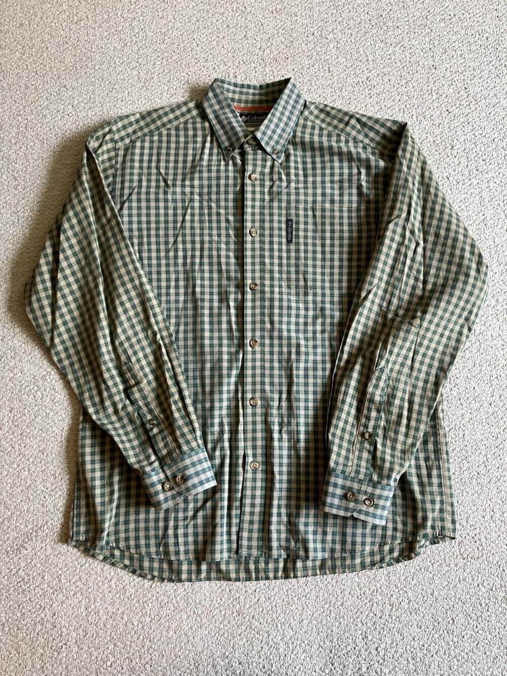 Columbia Sportswear Men's Green Plaid Long Sleeve Button Down Shirt Size M